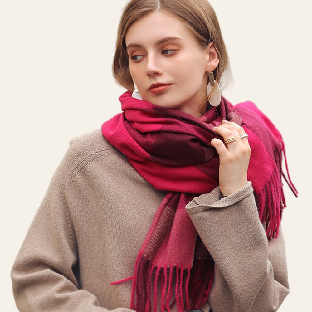🧣 Écharpe Premium Imitation Cachemire – Motif Carreaux Élégant