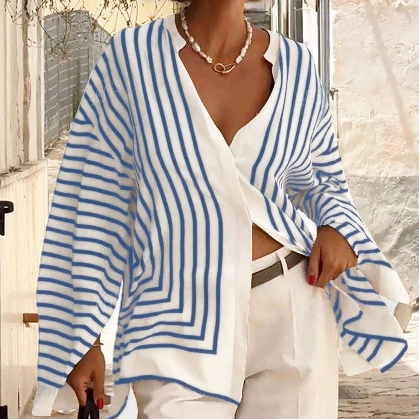 Blouse Rayée Décontractée Élégante